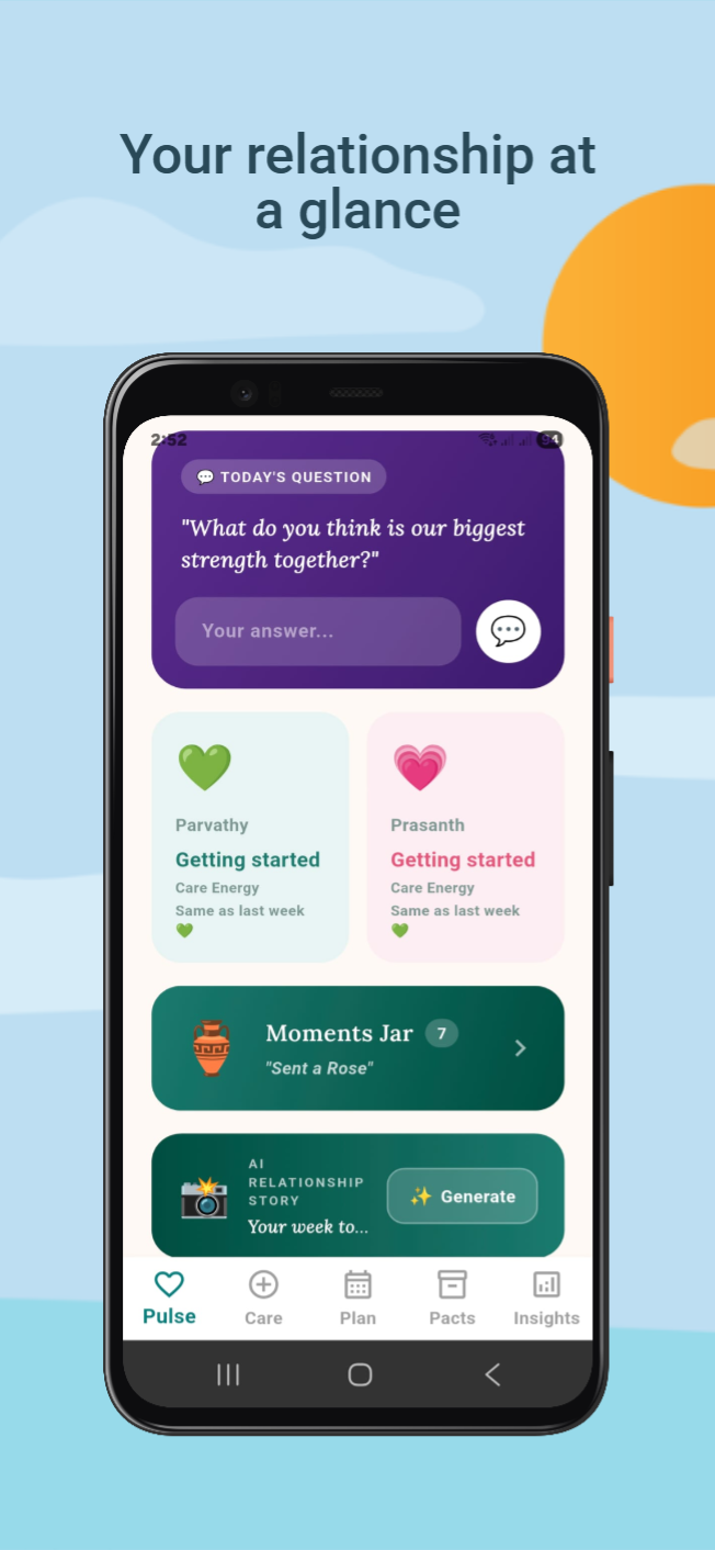 Your relationship at a glance — Pulse screen